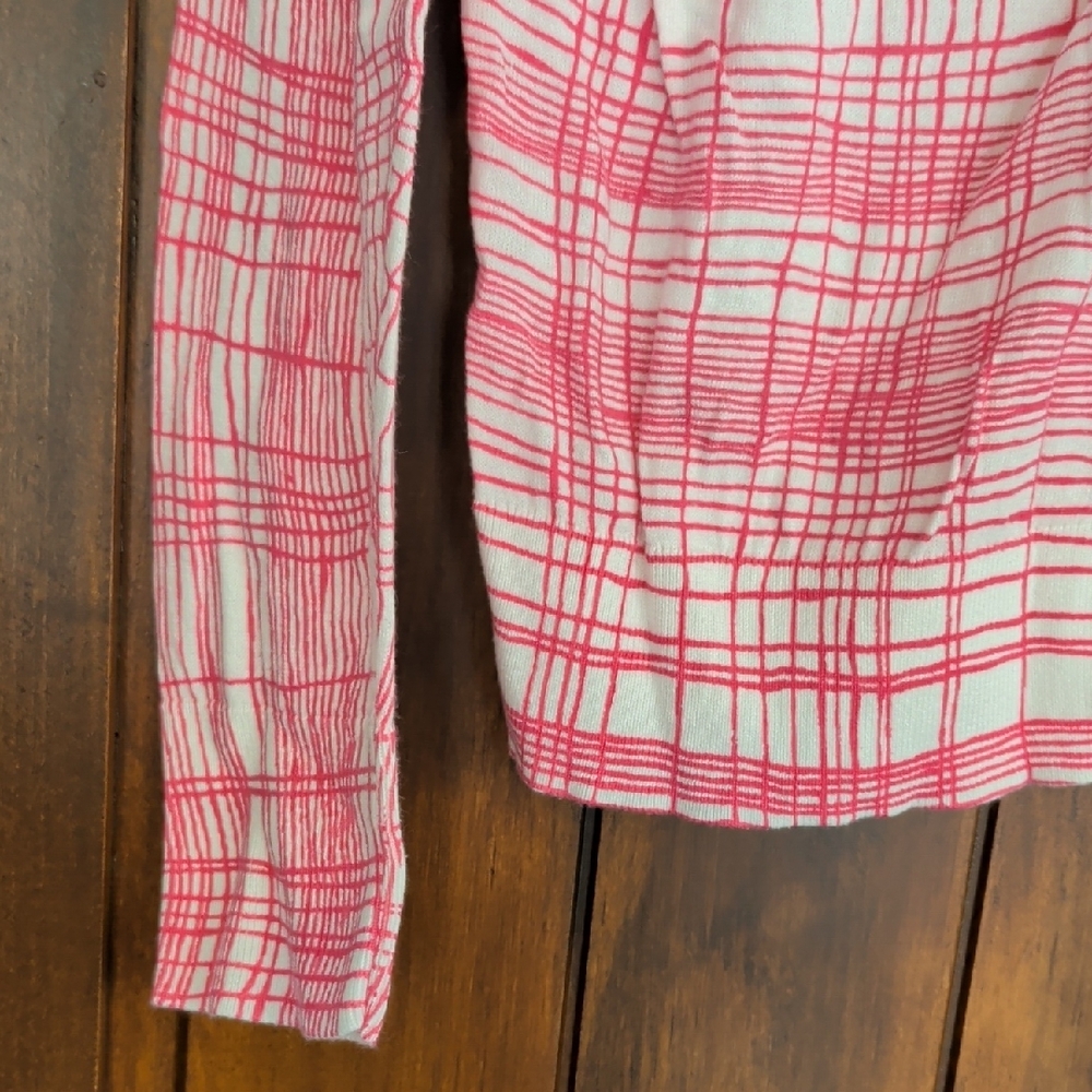 LOFT Pink and White Checkered Sweater - Picture 4 of 6